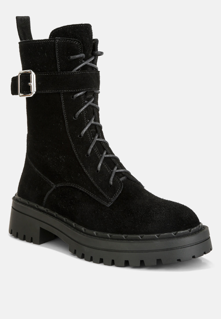 Kasper Suede Chunky Lug Boots - Glamourous Grace