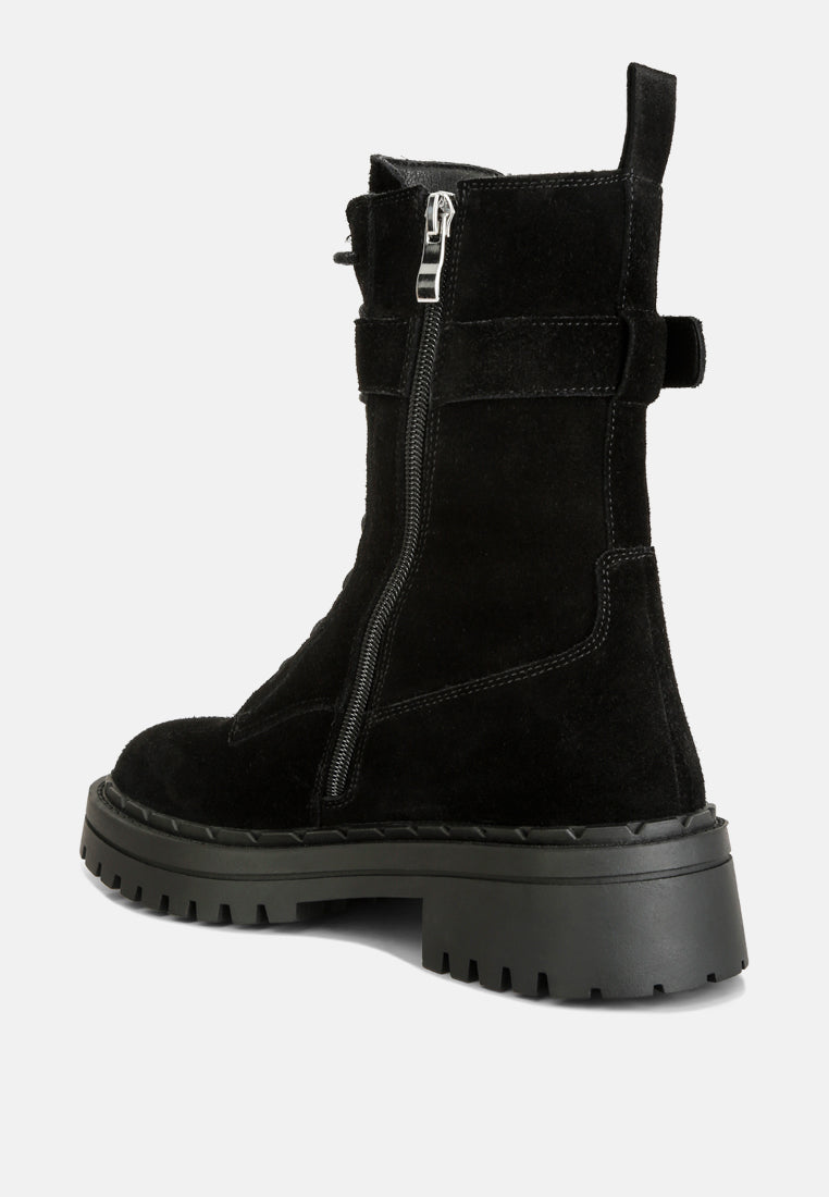 Kasper Suede Chunky Lug Boots - Glamourous Grace