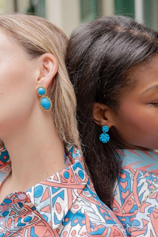 Jackie Earring in Turquoise & 18k Gold Plated - Belle of the Ball Collection - Glamourous Grace