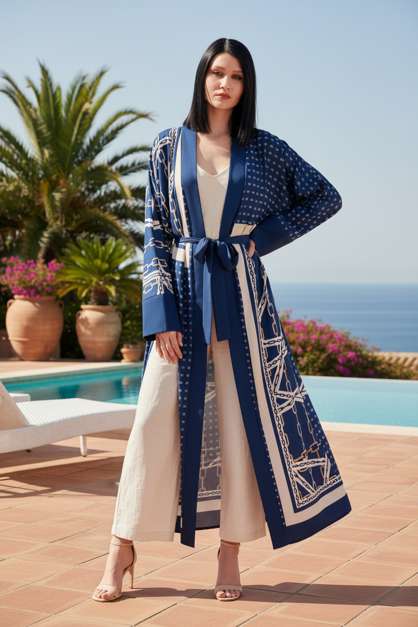 Katia Open Front Kimono With Belt - Glamourous Grace