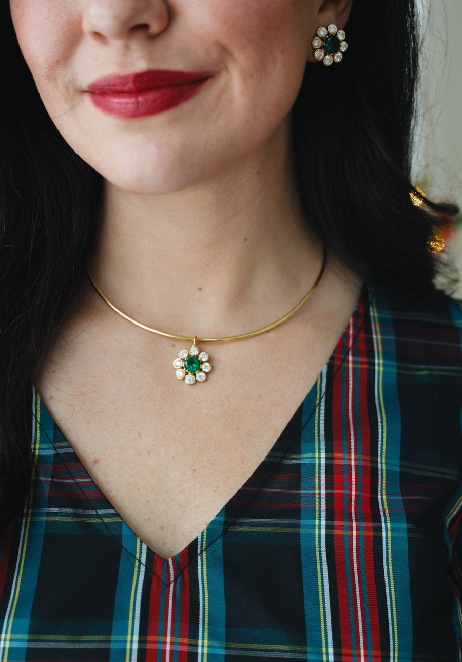 Kelly- Emerald Collar Necklace- 18k Gold Plated - Belle of the Ball Collection - Glamourous Grace