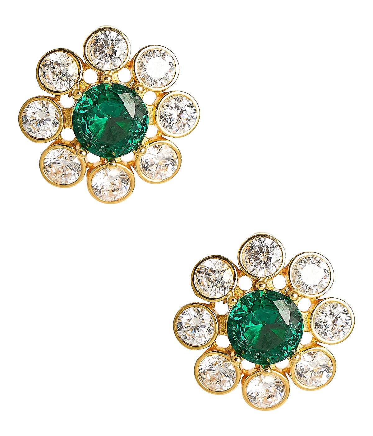Kelly- Emerald  Stud Earrings- 18k Gold Plated - Belle of the Ball Collection - Glamourous Grace