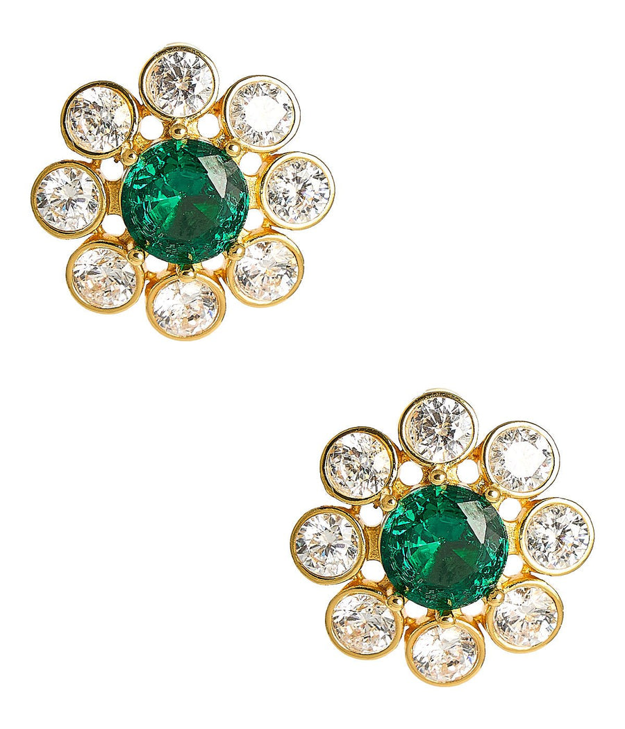 Kelly- Emerald  Stud Earrings- 18k Gold Plated - Belle of the Ball Collection - Glamourous Grace