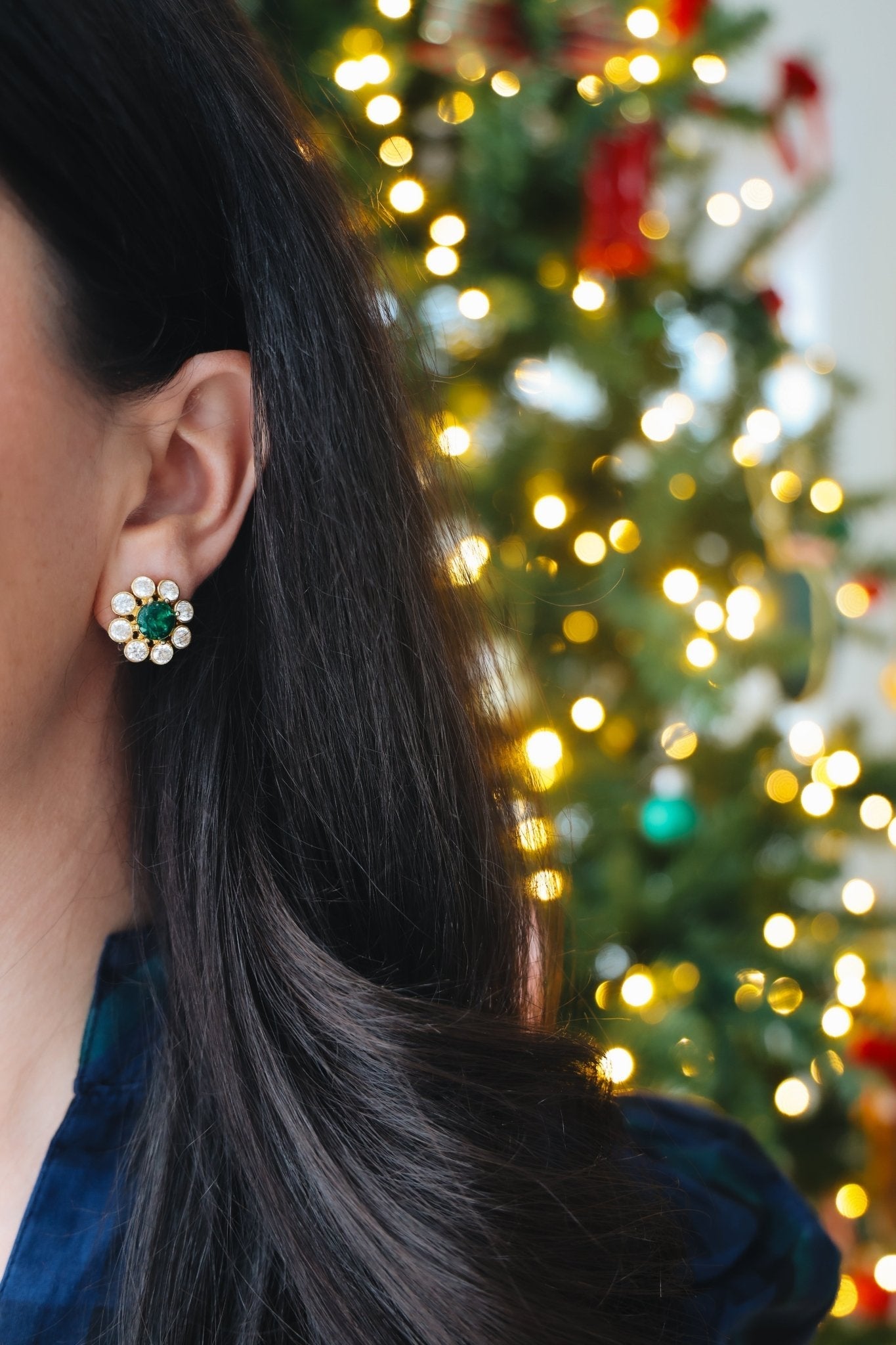 Kelly- Emerald  Stud Earrings- 18k Gold Plated - Belle of the Ball Collection - Glamourous Grace