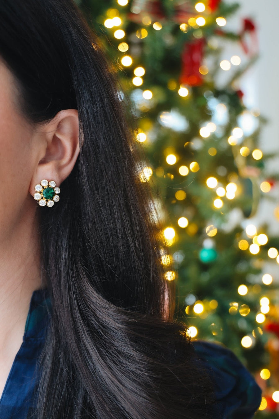 Kelly- Emerald  Stud Earrings- 18k Gold Plated - Belle of the Ball Collection - Glamourous Grace