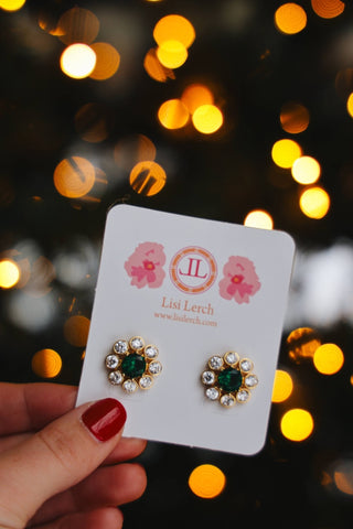 Kelly- Emerald  Stud Earrings- 18k Gold Plated - Belle of the Ball Collection - Glamourous Grace