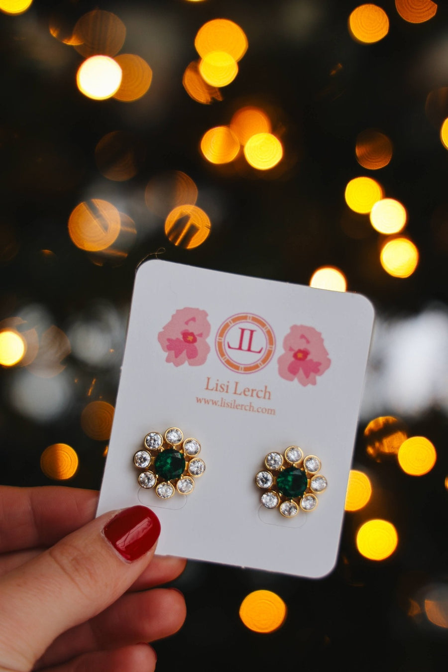 Kelly- Emerald  Stud Earrings- 18k Gold Plated - Belle of the Ball Collection - Glamourous Grace