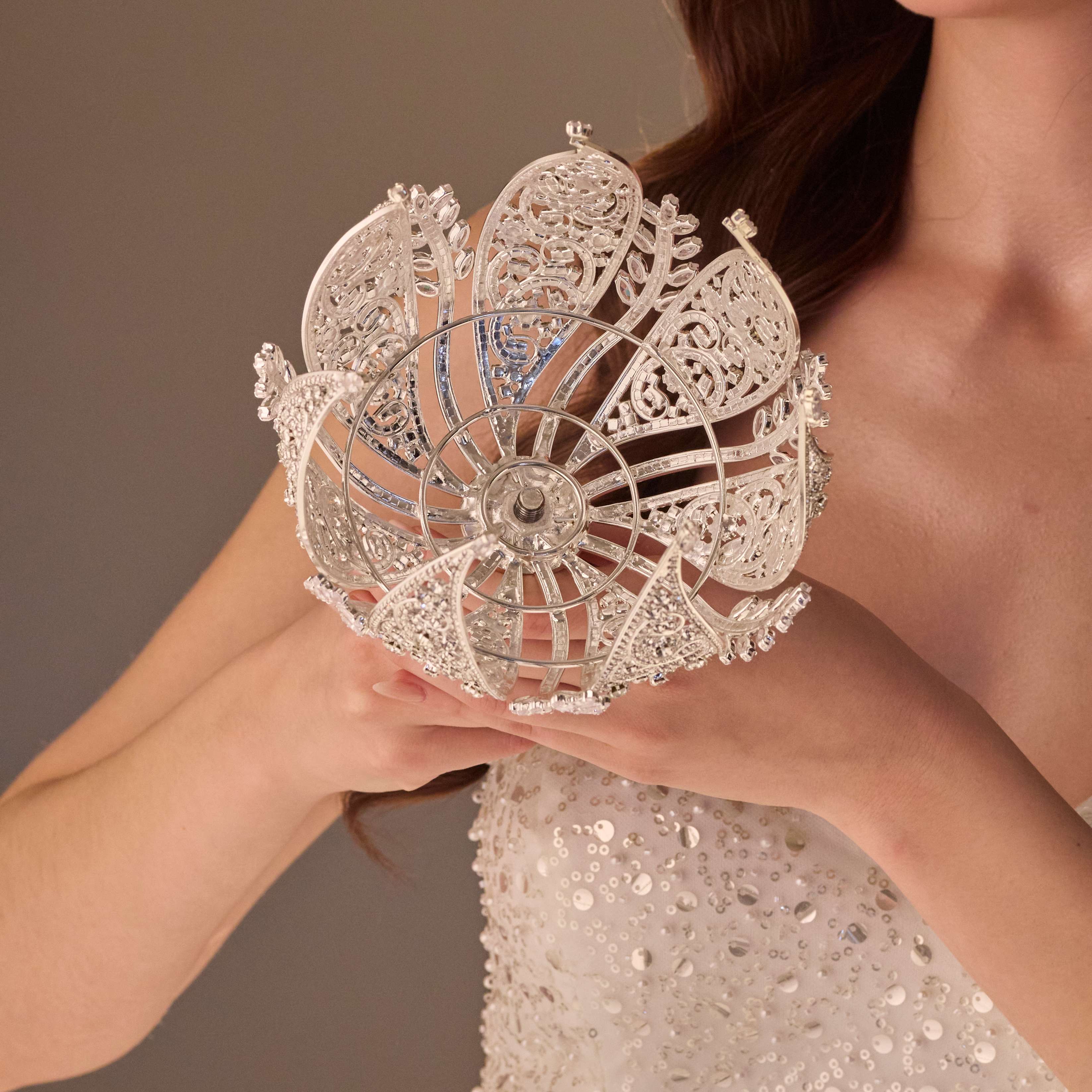 Elegant Quinceañera & Wedding Bouquet Holder – Rhinestone & Crystal Hand Bouquet - Glamourous Grace