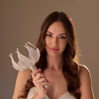 Elegant Quinceañera & Wedding Bouquet Holder – Rhinestone & Crystal Hand Bouquet - Glamourous Grace