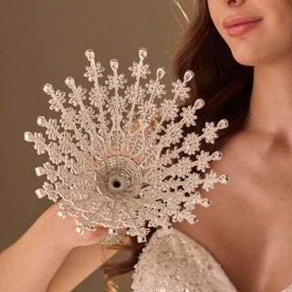 Luxury Silver Quinceañera & Wedding Bouquet Holder – Handcrafted with Crystal Stones & Beads - Glamourous Grace