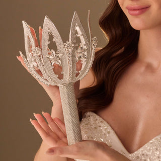 Luxury Quinceañera & Wedding Bouquet Holder – Handcrafted with Rhinestone Flowers & Crystal Stones - Glamourous Grace