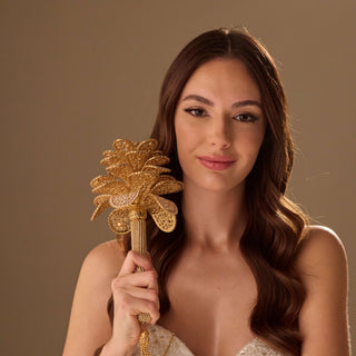 Luxurious Gold Quinceañera & Wedding Bouquet – Handcrafted with Crystal Stones - Glamourous Grace