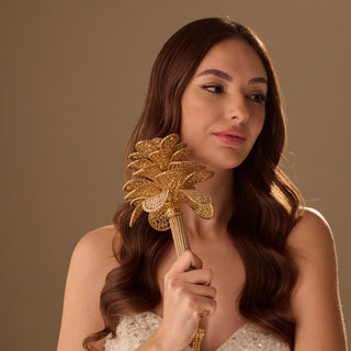 Luxurious Gold Quinceañera & Wedding Bouquet – Handcrafted with Crystal Stones - Glamourous Grace