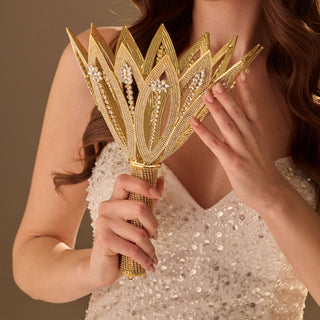 Luxury Gold  Quinceañera and  Wedding Bouquet Holder - Glamourous Grace