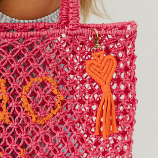Heart Macrame Bag Charm Key Chain