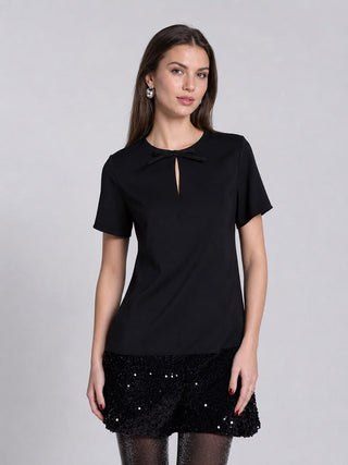 Keyhole Neck Bow Tie Sequin Embellished Dress