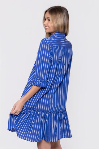 Kiana Dress 37" (Blue Stripe)