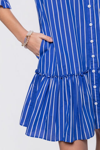Kiana Dress 37" (Blue Stripe)