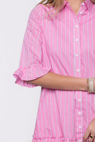 Kiana Dress (Light Pink Stripe)