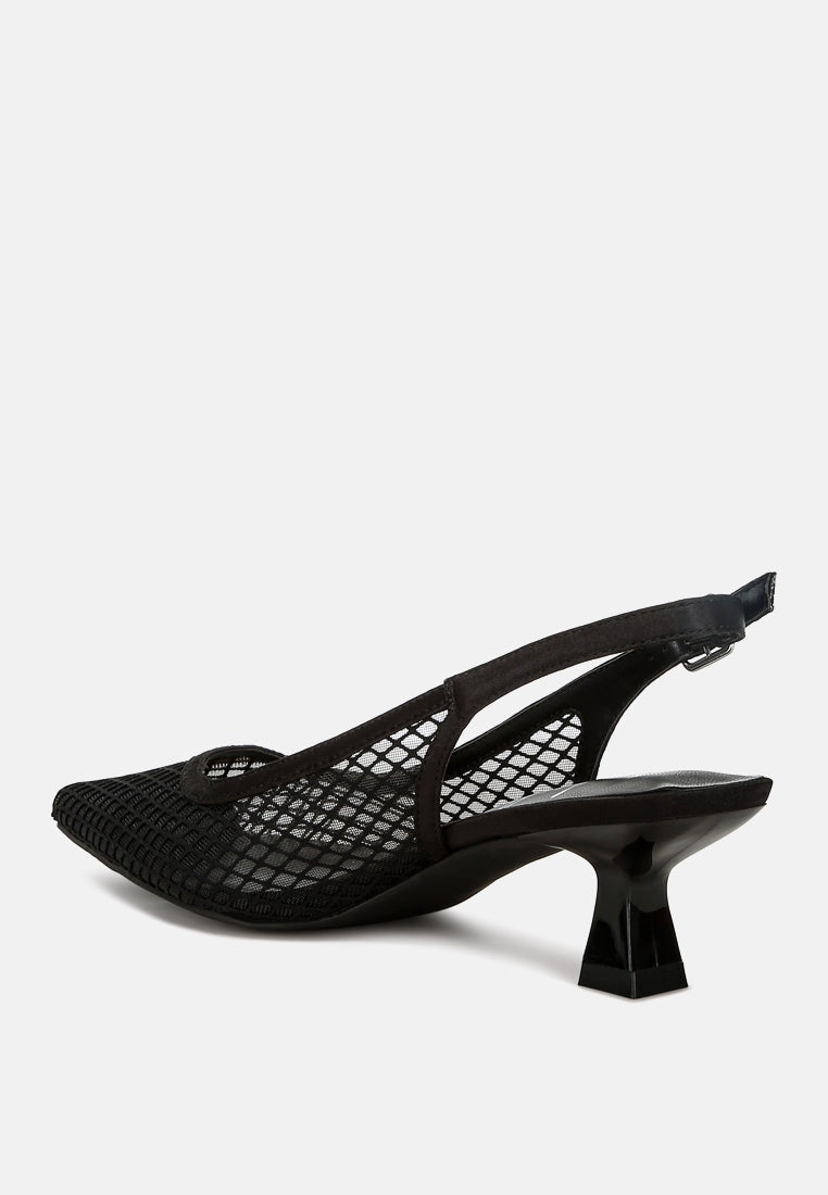Kiev Mesh Pin Buckle Pointed Mules - Glamourous Grace
