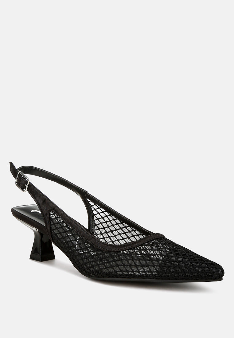 Kiev Mesh Pin Buckle Pointed Mules - Glamourous Grace