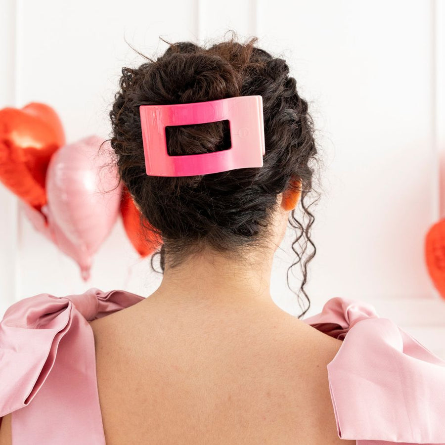 Kiss & Tell Large  Flat Rectangle Hair Clip - Glamourous Grace