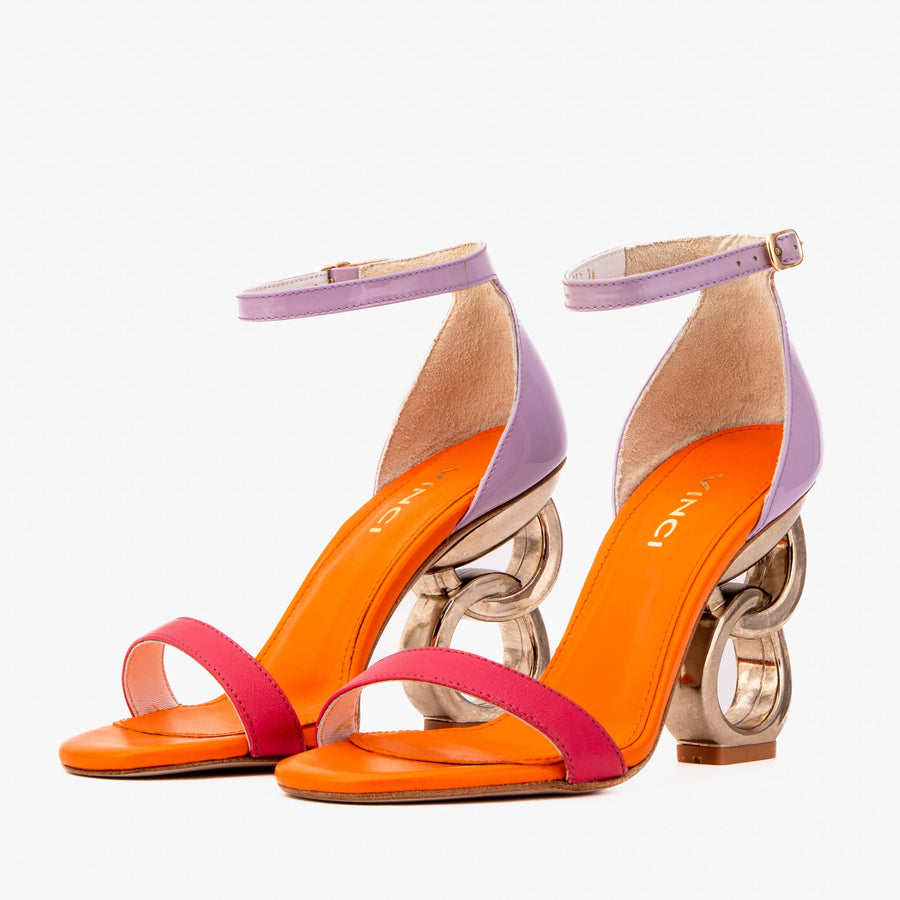 The Helix Heel Multicolor Leather Women Sandal - Glamourous Grace