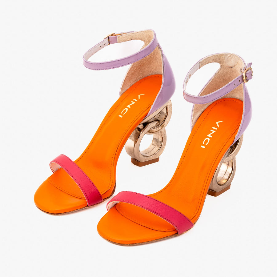 The Helix Heel Multicolor Leather Women Sandal - Glamourous Grace