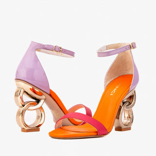The Helix Heel Multicolor Leather Women Sandal - Glamourous Grace