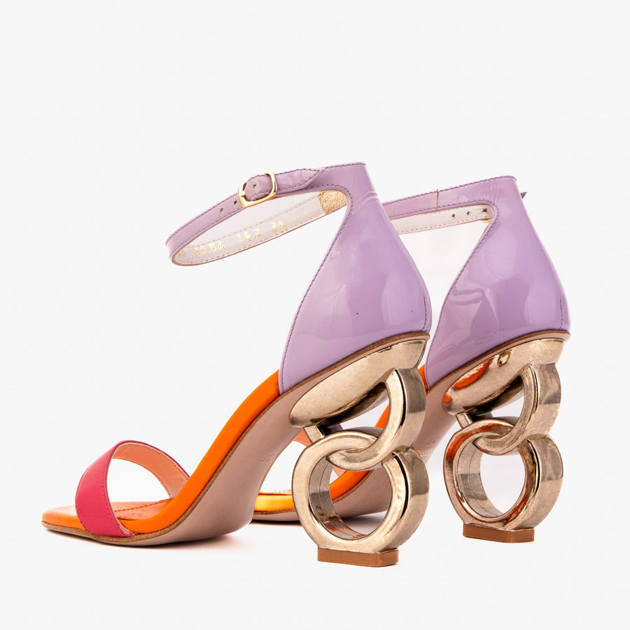 The Helix Heel Multicolor Leather Women Sandal - Glamourous Grace