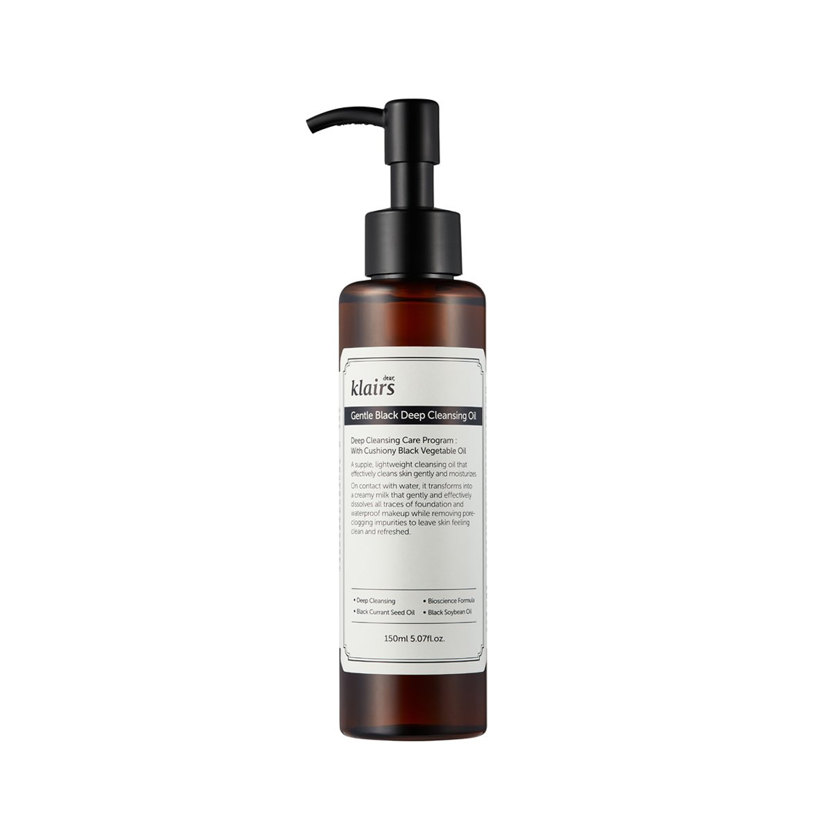 KLAIRS Gentle Black Deep Cleansing Oil 150ml - Glamourous Grace