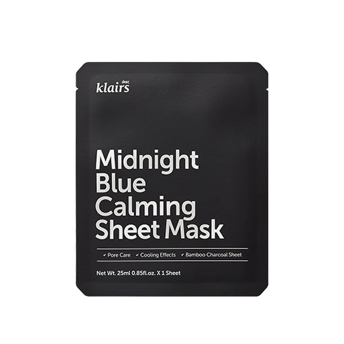 KLAIRS Midnight Blue Calming Sheet Mask 25ml X 10ea - Glamourous Grace