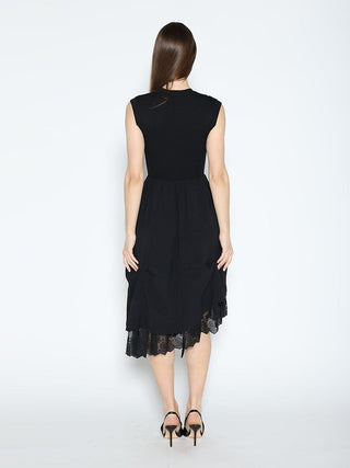 Knit Top Asymmetrical Lace Hem Dress - Glamourous Grace