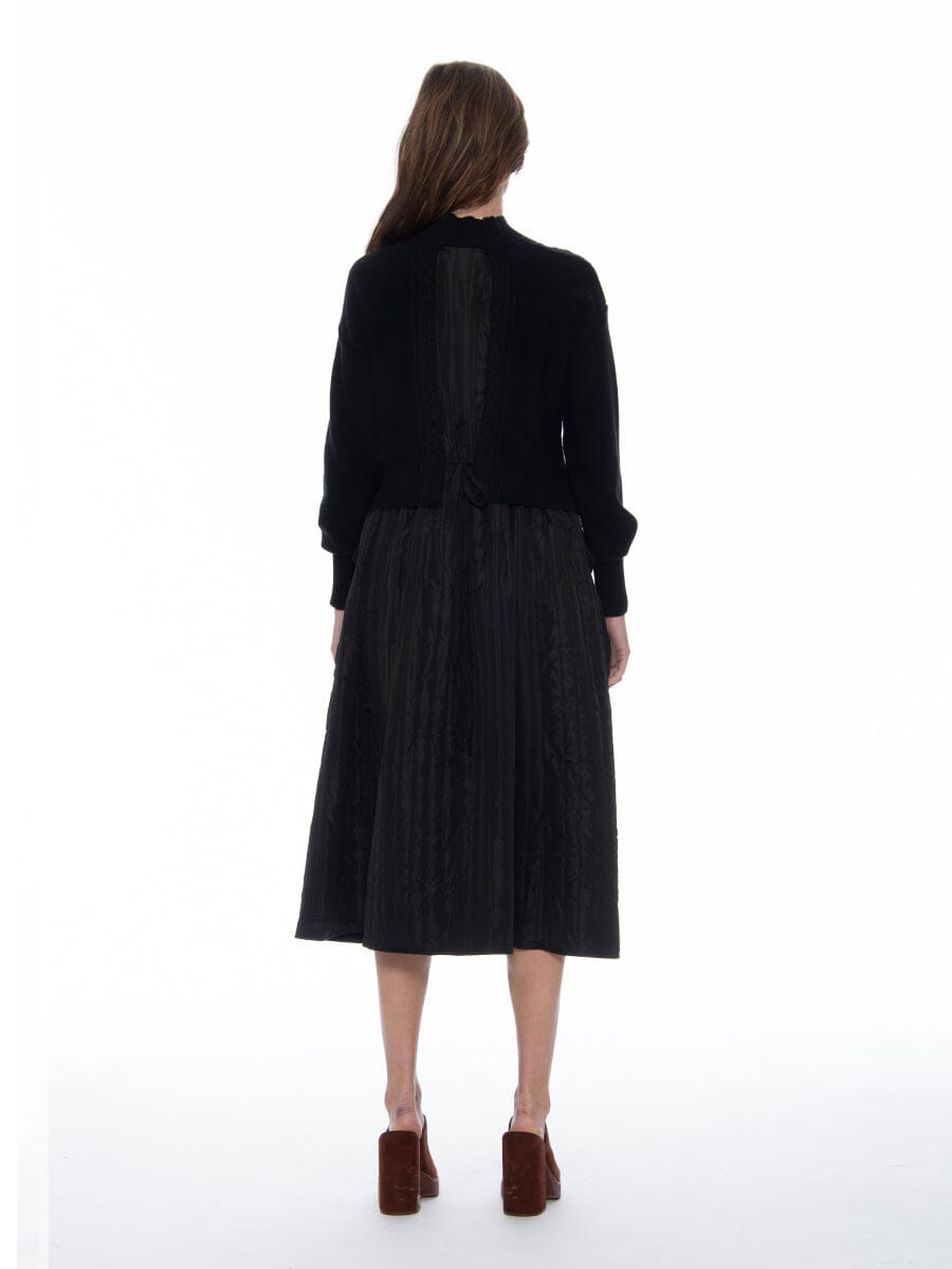 Knitted Body Layered w/ Quilted A-line Long Dress - Glamourous Grace