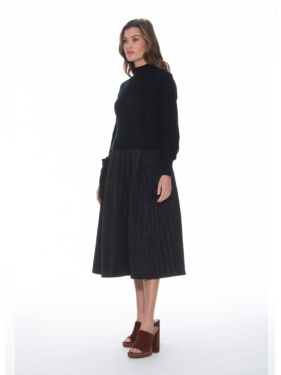 Knitted Body Layered w/ Quilted A-line Long Dress - Glamourous Grace