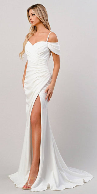Cinderella Divine KV1057W Crepe Off the Shoulder Dress