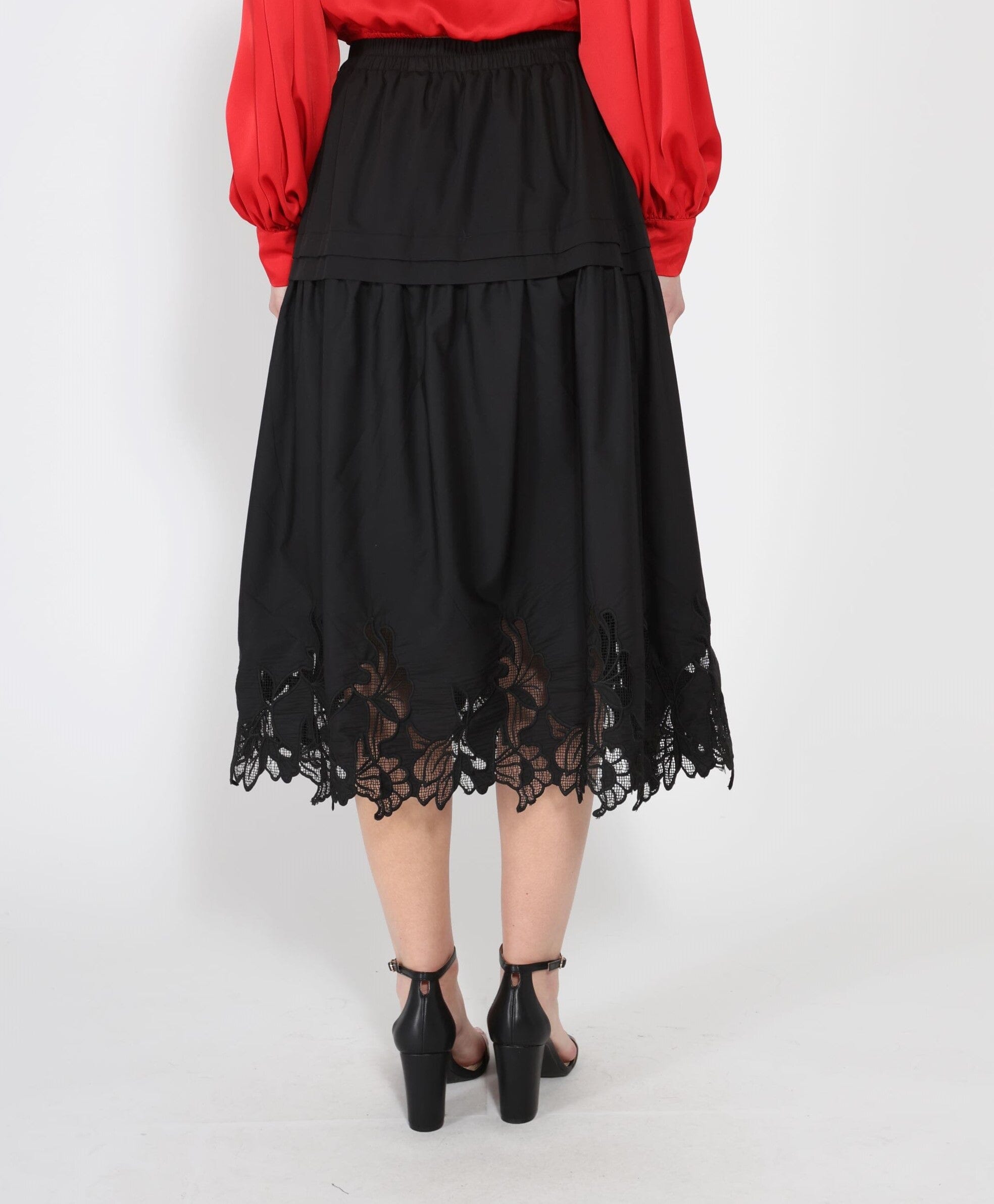 Lace Hem Elastic Waist Skirt - Glamourous Grace