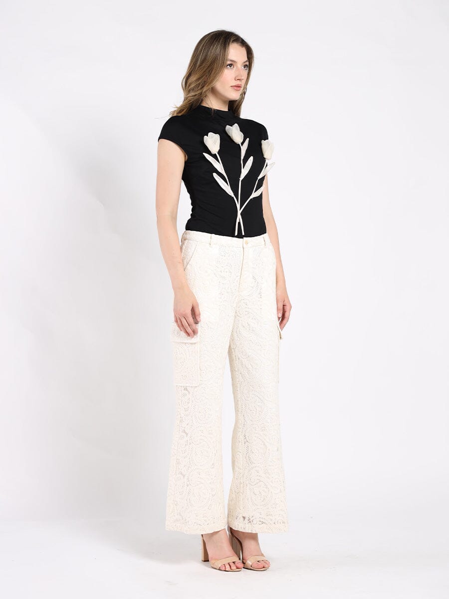 Lace Print Cargo Long Pants - Glamourous Grace