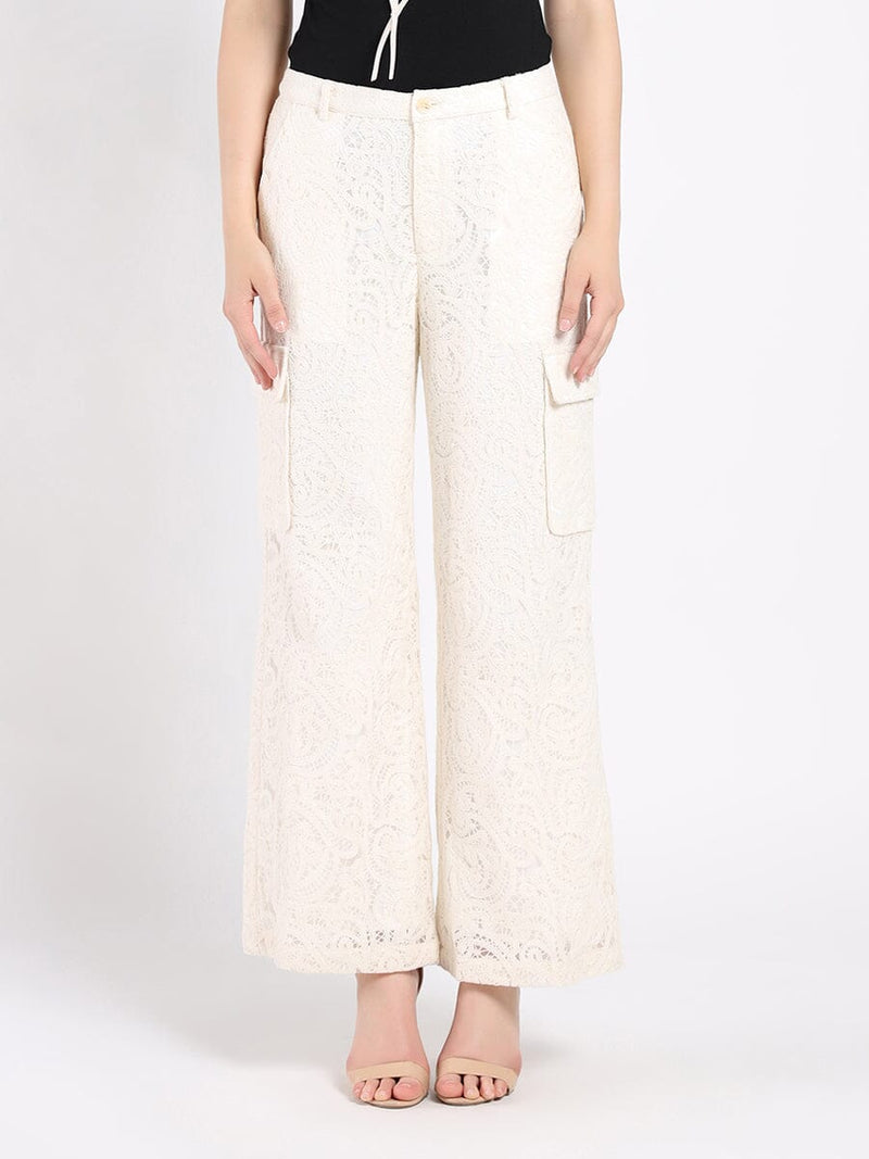 Lace Print Cargo Long Pants
