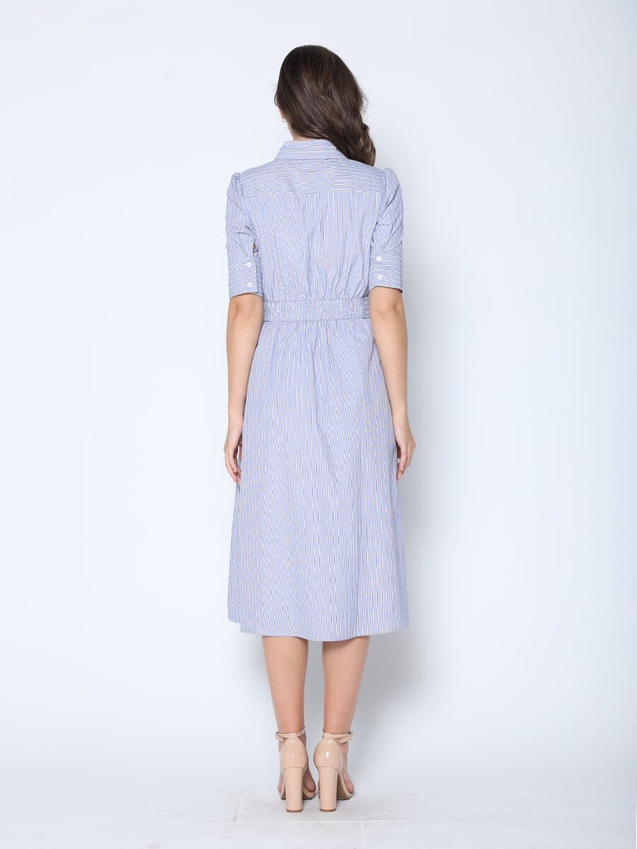 Lace Spliced Striped Tie Belted A-Line Dress - Glamourous Grace