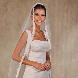 Flower Lace Bridal Veil- D216 - Glamourous Grace
