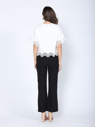 Lace Wavy Hem Short Sleeve T-Shirt