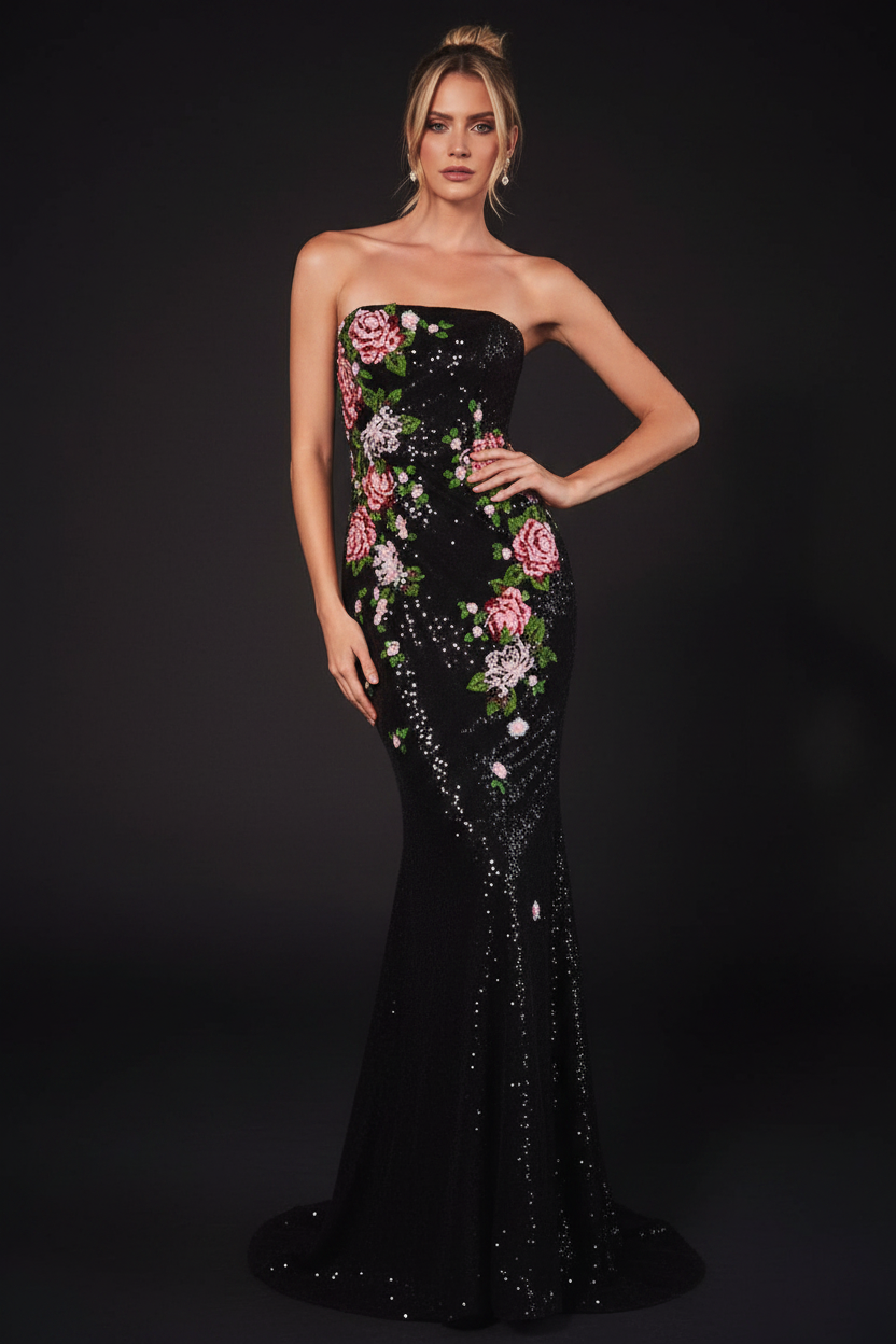 Ladivine CD811 Black Floral Sequin – Dark Cinematic