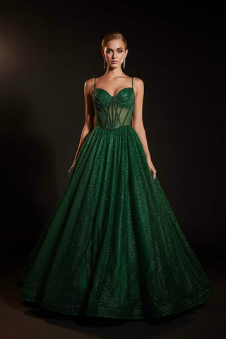 Ladivine CD832 Emerald Glitter Ball Gown – Dark Cinematic