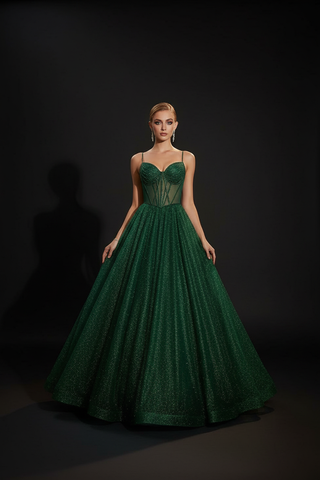 Ladivine CD832 Glitter Flock Ball Gown – Dark Cinematic