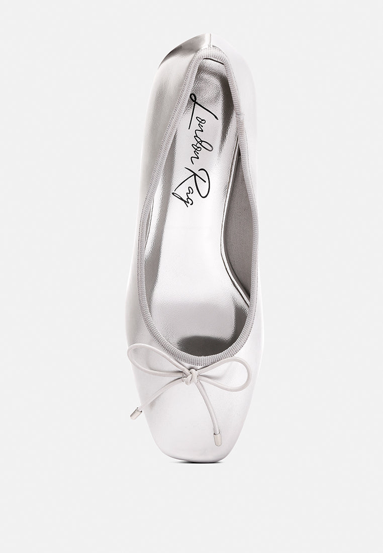 Laga Metallic Low Block Heel Ballerinas - Glamourous Grace