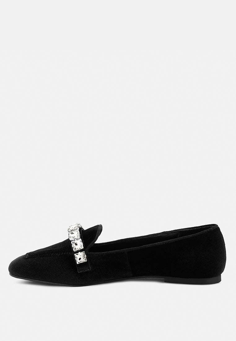 Lamington Handcrafted Velvet Diamante Loafers - Glamourous Grace