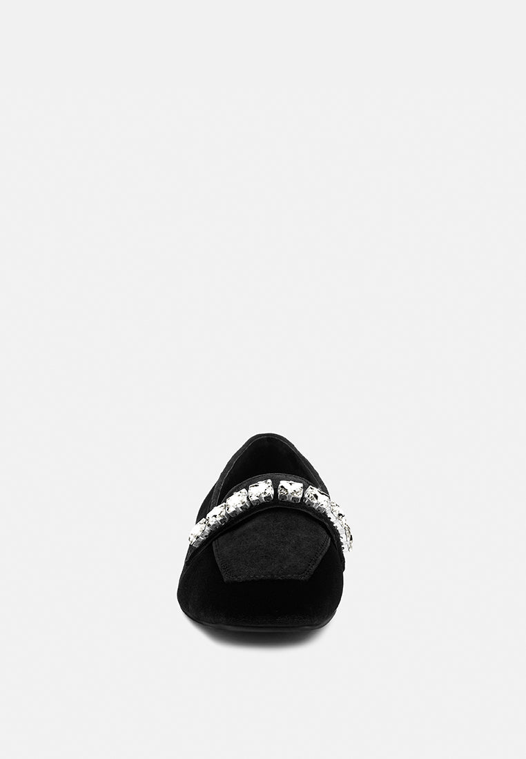 Lamington Handcrafted Velvet Diamante Loafers - Glamourous Grace
