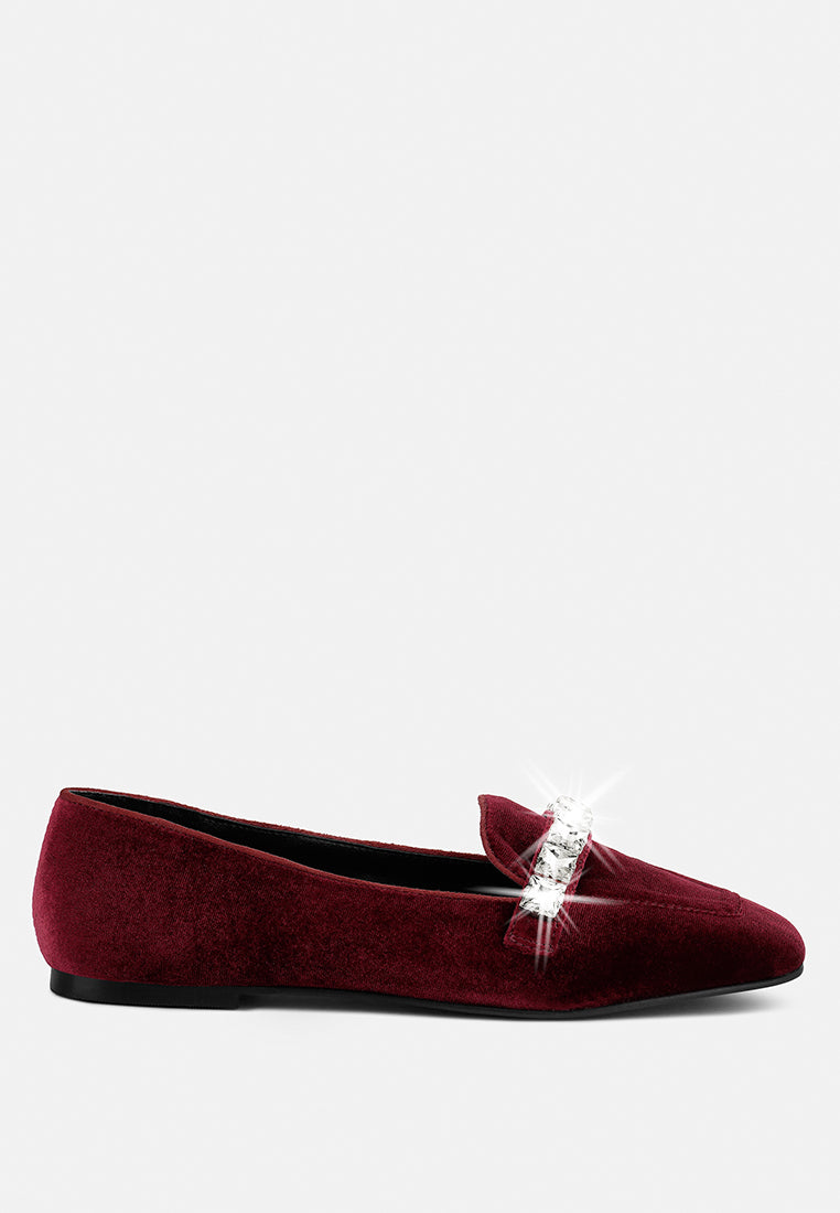 Lamington Handcrafted Velvet Diamante Loafers - Glamourous Grace