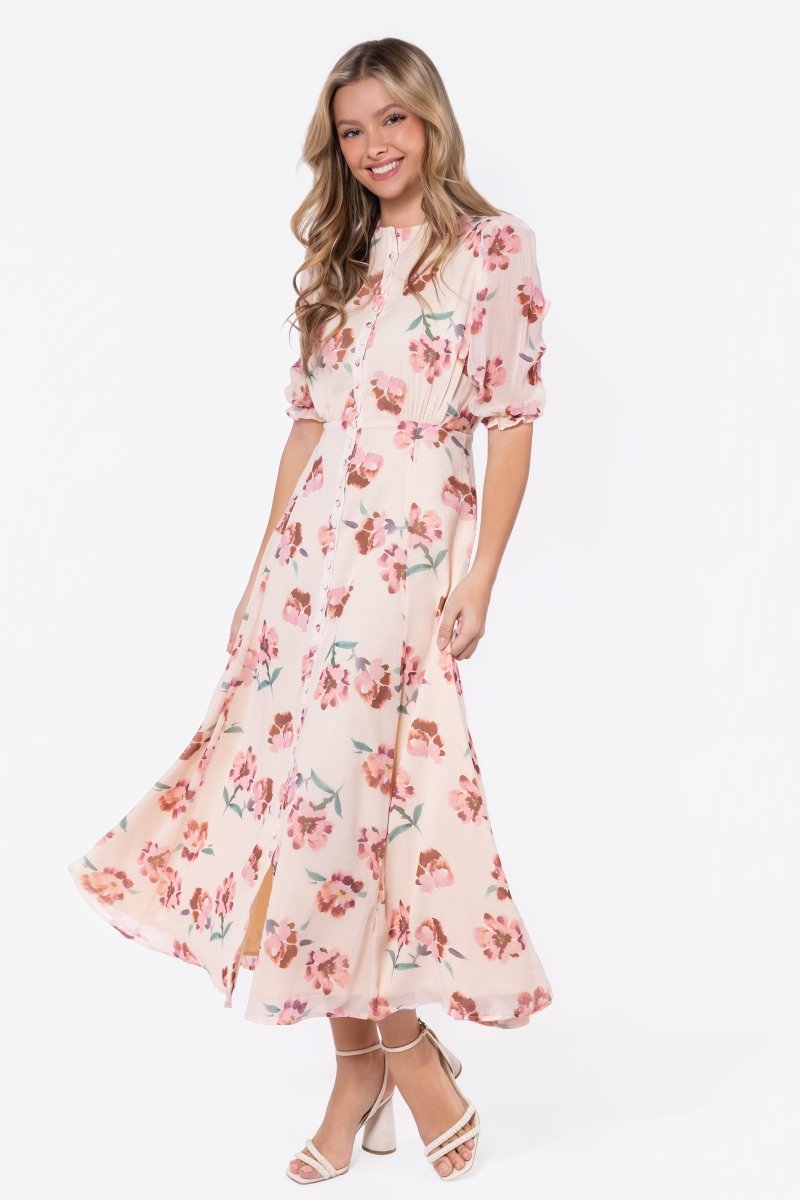Lana Dress (Beige/Pink) - Glamourous Grace